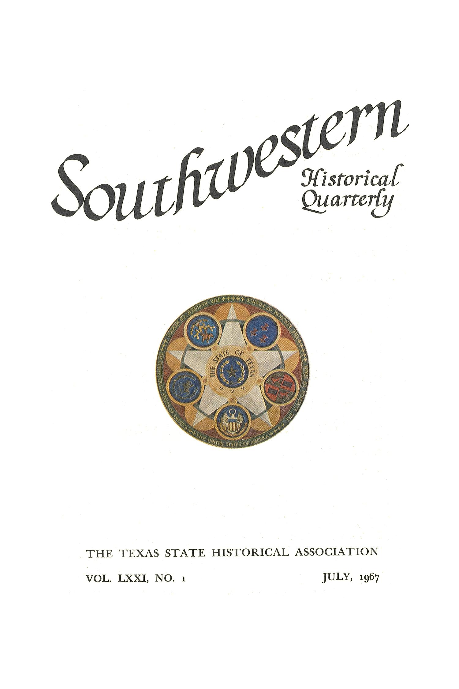 The Southwestern Historical Quarterly, Volume 71, July 1967 - April, 1968
                                                
                                                    Title Page
                                                