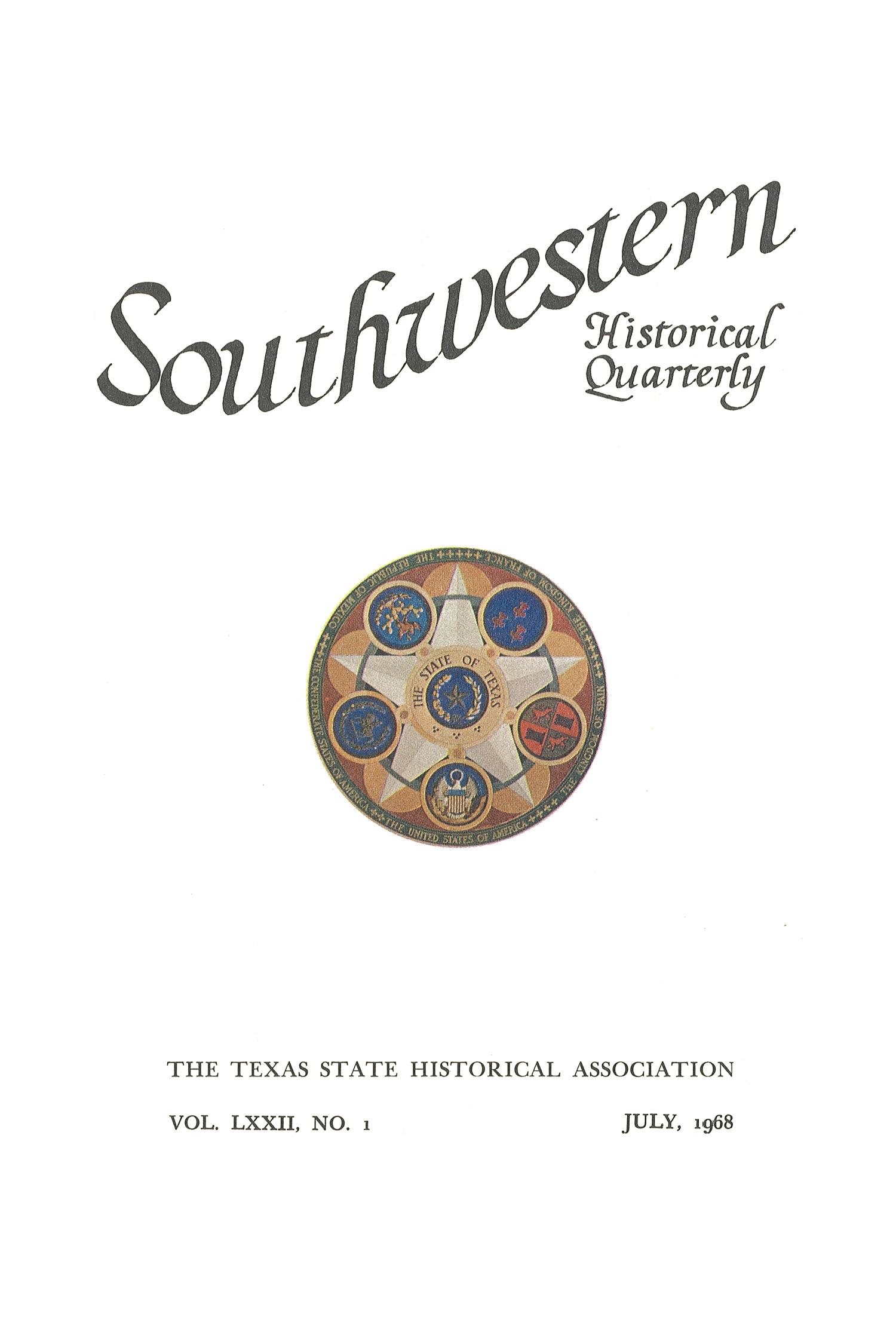 The Southwestern Historical Quarterly, Volume 72, July 1968 - April, 1969
                                                
                                                    Title Page
                                                
