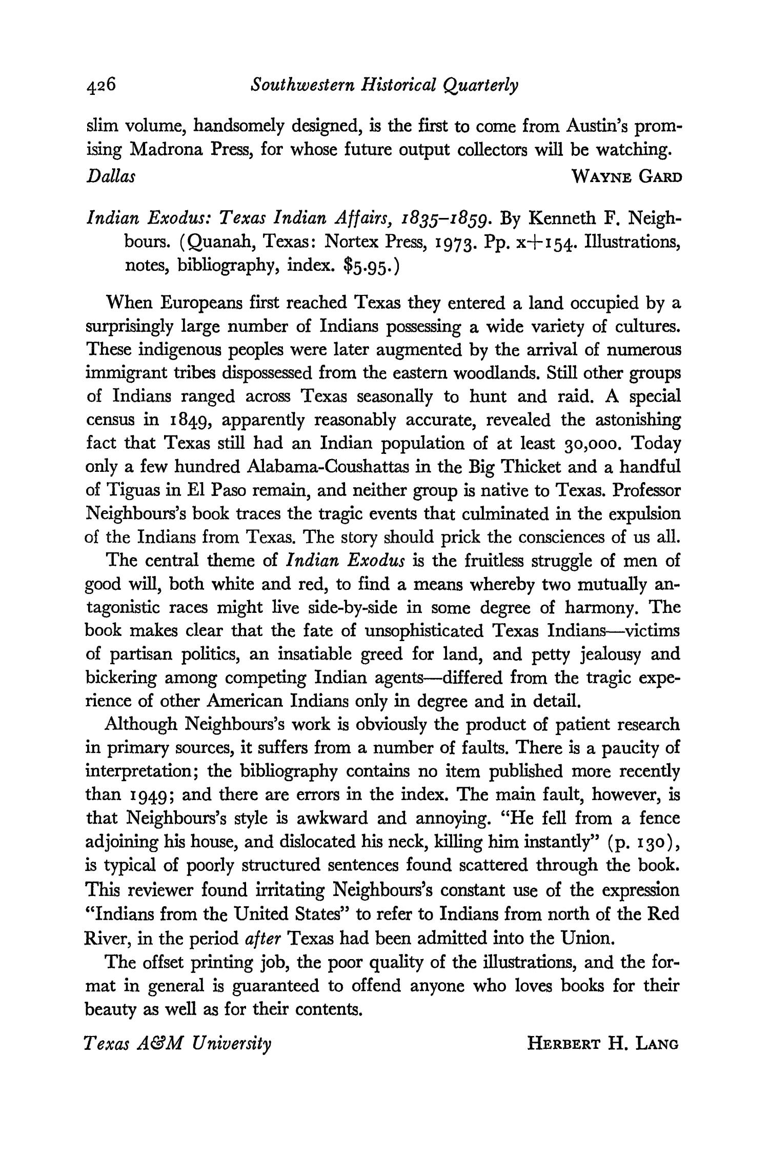 The Southwestern Historical Quarterly, Volume 77, July 1973 - April, 1974
                                                
                                                    426
                                                