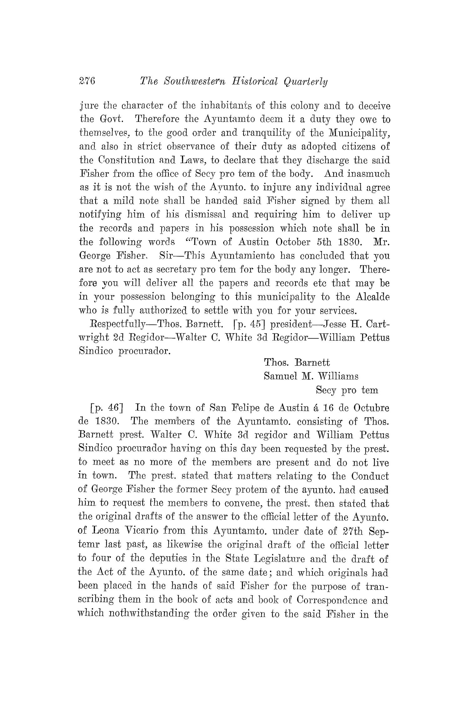 The Southwestern Historical Quarterly, Volume 22, July 1918 - April, 1919
                                                
                                                    276
                                                