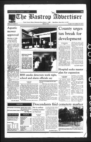 Primary view of object titled 'The Bastrop Advertiser (Bastrop, Tex.), Vol. 145, No. 61, Ed. 1 Thursday, October 1, 1998'.