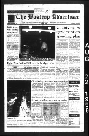 Primary view of object titled 'The Bastrop Advertiser (Bastrop, Tex.), Vol. 145, No. 51, Ed. 1 Saturday, August 22, 1998'.