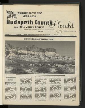 Primary view of object titled 'Hudspeth County Herald and Dell Valley Review (Dell City, Tex.), Vol. 47, No. 18, Ed. 1 Friday, January 3, 2003'.