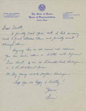 Primary view of object titled '[Letter from Gustin Garrett to Truett Latimer, N.D.]'.