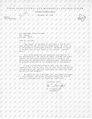 Primary view of object titled '[Letter from M. T. Harrington to Truett Latimer, December 22, 1954]'.