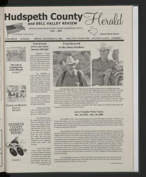 Primary view of object titled 'Hudspeth County Herald and Dell Valley Review (Dell City, Tex.), Vol. 54, No. 5, Ed. 1 Friday, December 18, 2009'.
