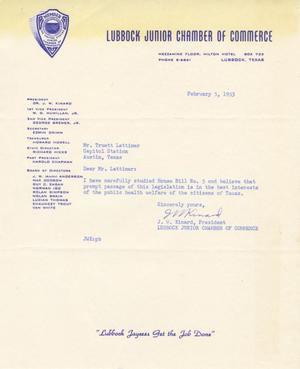 Primary view of object titled '[Letter from J. W. Kinard to Truett Latimer, February 5, 1953]'.
