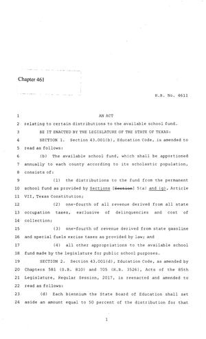 Primary view of object titled '86th Texas Legislature, Regular Session, House Bill 4611, Chapter 461'.