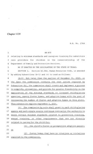 Primary view of object titled '86th Texas Legislature, Regular Session, House Bill 2764, Chapter 1139'.