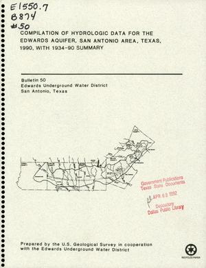 Primary view of object titled 'Compilation of Hydrologic Data for the Edwards Aquifer, San Antonio, Texas: 1990, with 1934-90 Summary'.