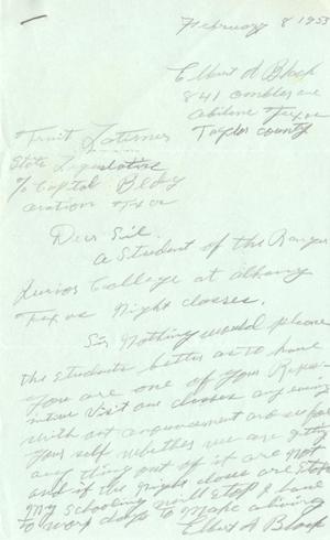 Primary view of object titled '[Letter from Elbert A. Black to Truett Latimer, February 8, 1955]'.