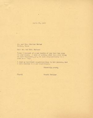 Primary view of object titled '[Letter from Truett Latimer to Mr. and Mrs. Charles Carter, April 25, 1955]'.