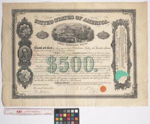 Primary view of object titled '[$500 Bond Issued June 28, 1866]'.