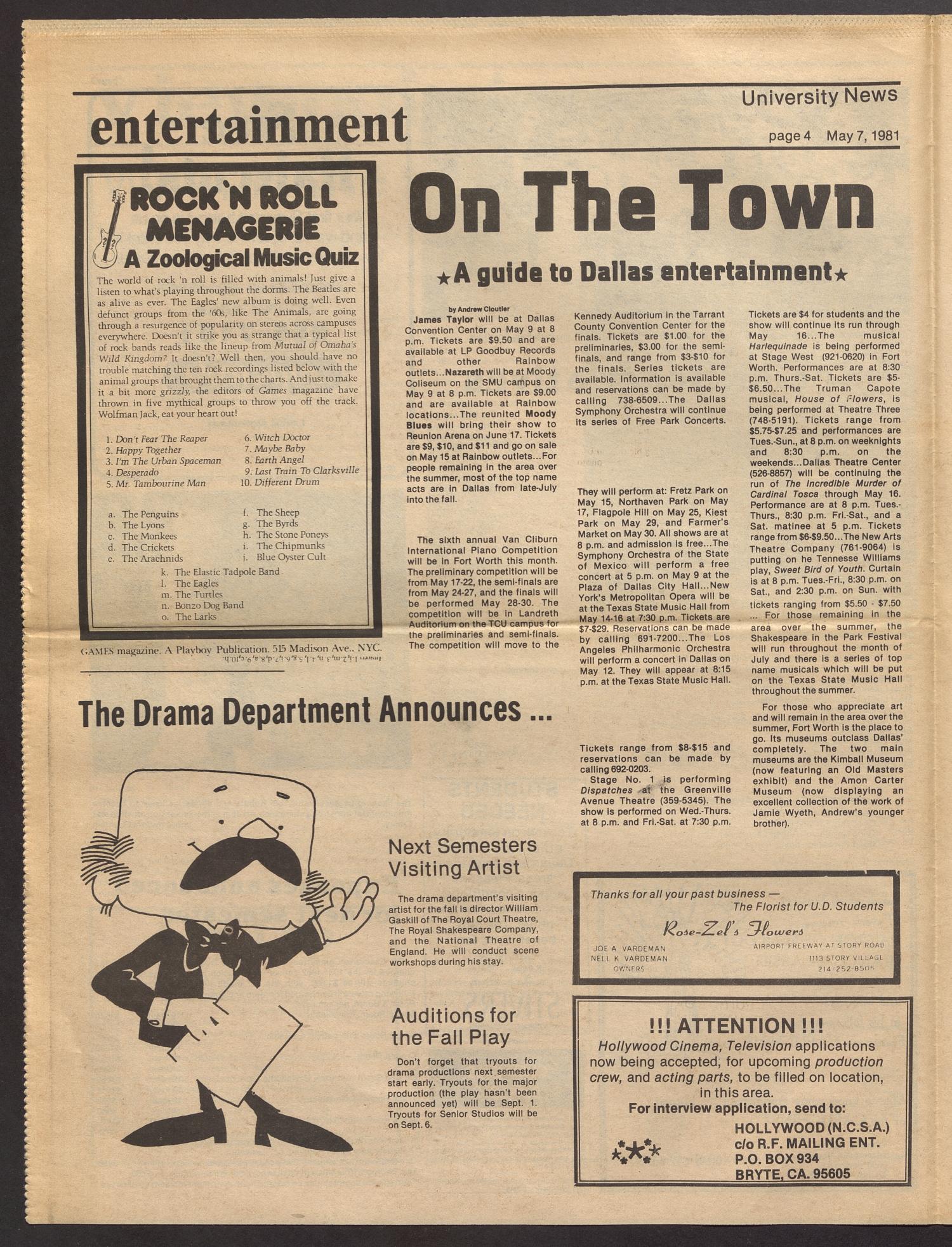 University News (Irving, Tex.), Vol. 4, No. 13, Ed. 1 Thursday, May 7, 1981
                                                
                                                    [Sequence #]: 4 of 8
                                                