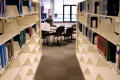 Primary view of [Bookshelves in Research Park Library]