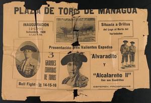 Primary view of object titled '[Managua Bullfighting Advertisement, September, 1928]'.