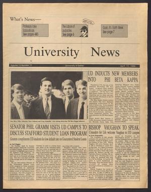 Primary view of object titled 'University News (Irving, Tex.), Vol. 13, No. 12, Ed. 1 Wednesday, April 11, 1990'.