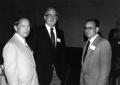 Photograph: [Bob Backstrom, Ed Moak and Roy McCormick at visiting committee dinne…