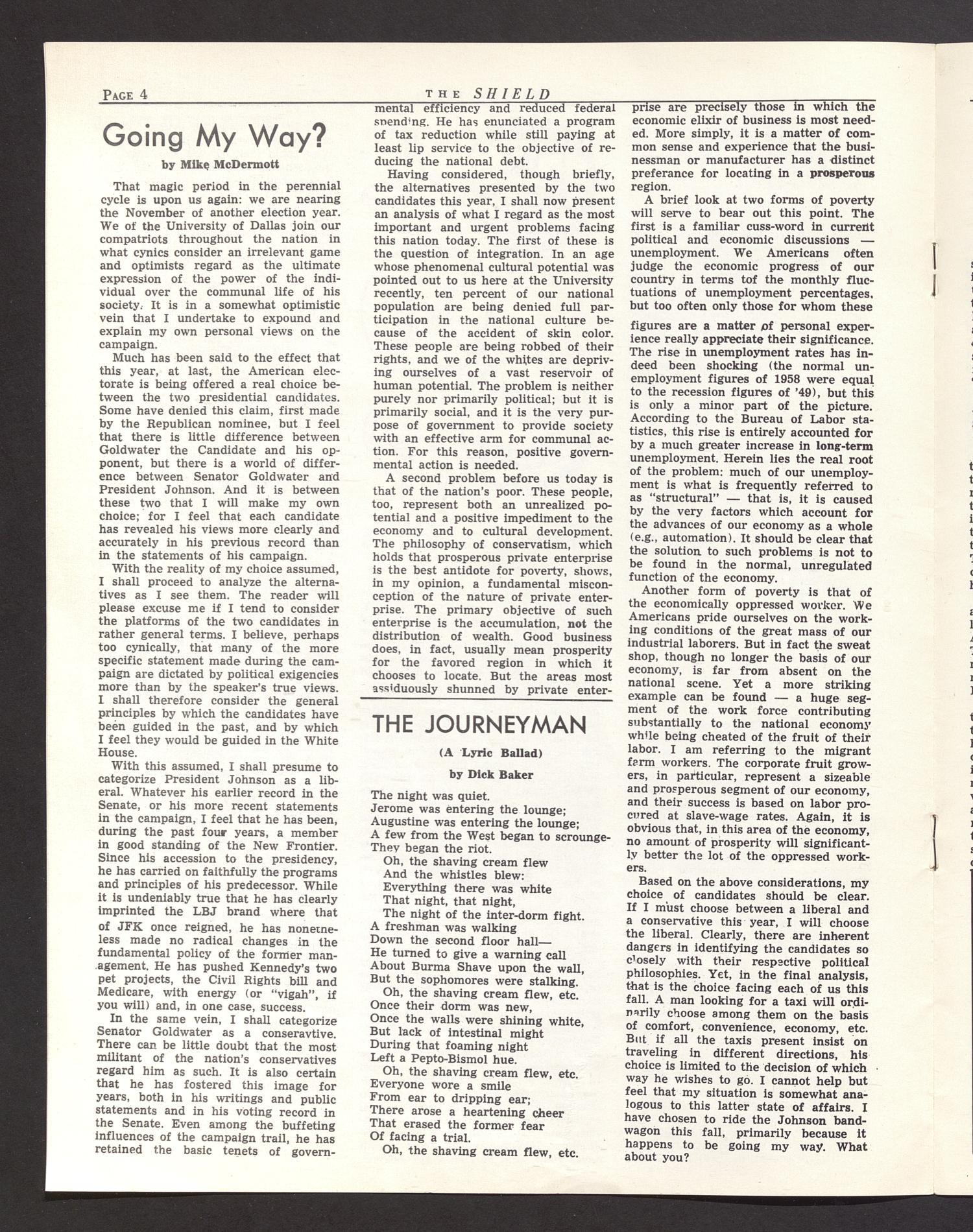 The Shield (Irving, Tex.), Ed. 1 Friday, October 30, 1964
                                                
                                                    [Sequence #]: 4 of 8
                                                
