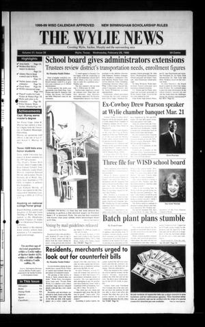 Primary view of object titled 'The Wylie News (Wylie, Tex.), Vol. 51, No. 39, Ed. 1 Wednesday, February 25, 1998'.