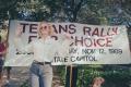 Photograph: [Cybil Shepherd Standing in Front of Banner at Texans Rally For Choic…