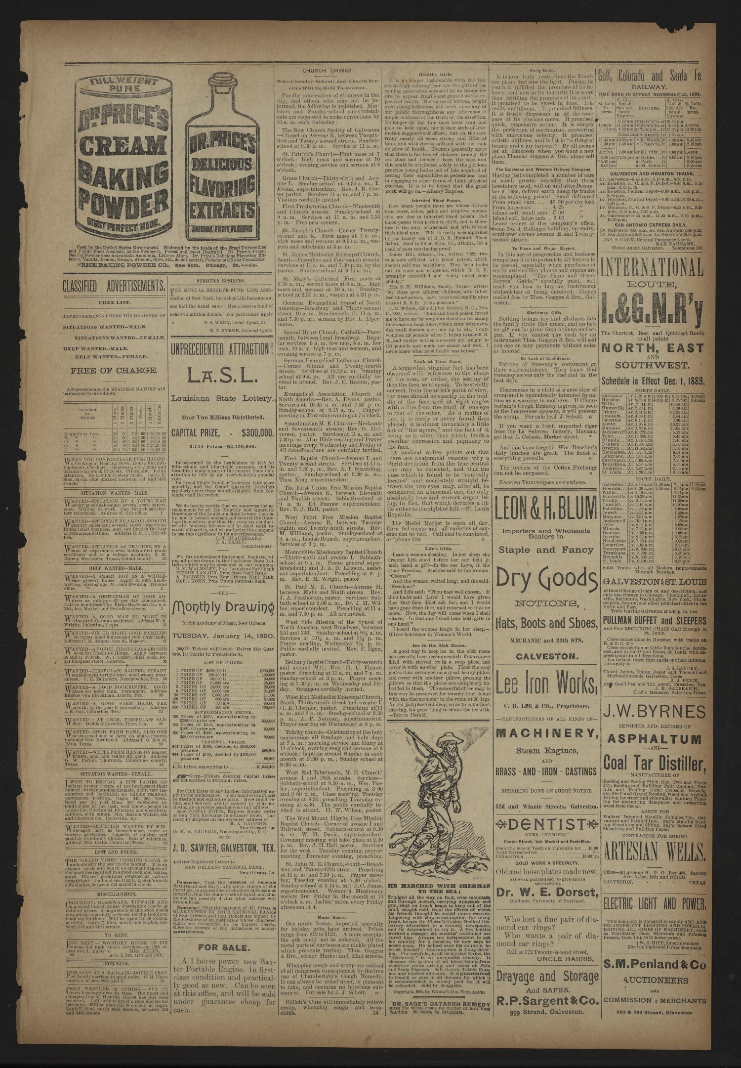 Evening Tribune. (Galveston, Tex.), Vol. 10, No. 52, Ed. 1 Saturday, January 4, 1890
                                                
                                                    [Sequence #]: 3 of 4
                                                