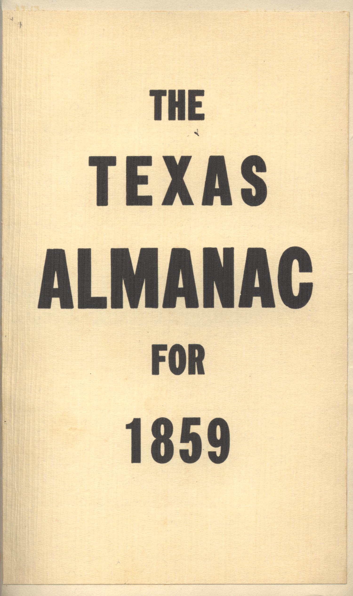 Texas Almanac, 1859
                                                
                                                    Front Cover
                                                