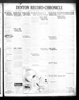 Primary view of object titled 'Denton Record-Chronicle (Denton, Tex.), Vol. 22, No. 136, Ed. 1 Friday, January 19, 1923'.