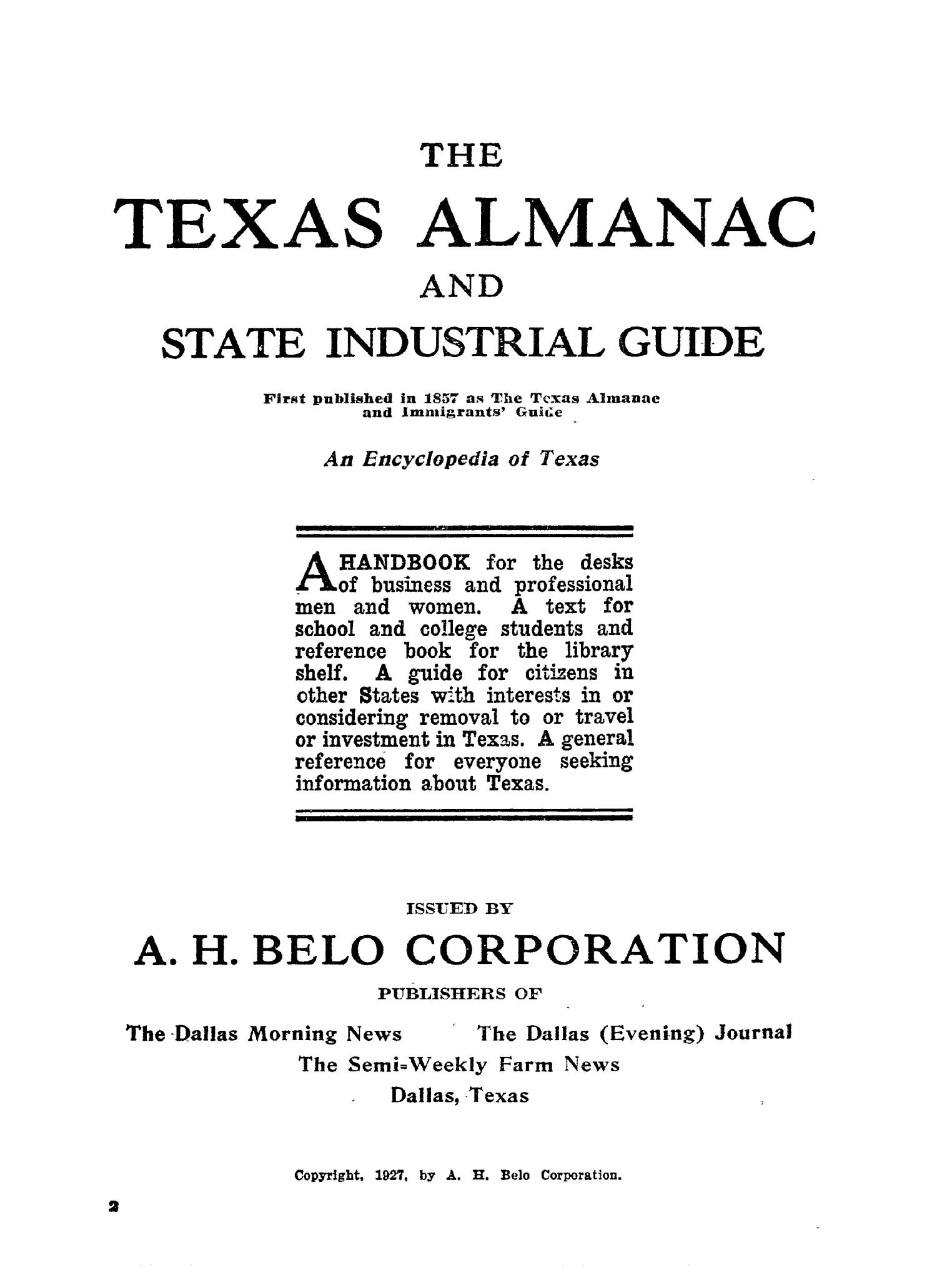 1927 The Texas Almanac and State Industrial Guide
                                                
                                                    33
                                                