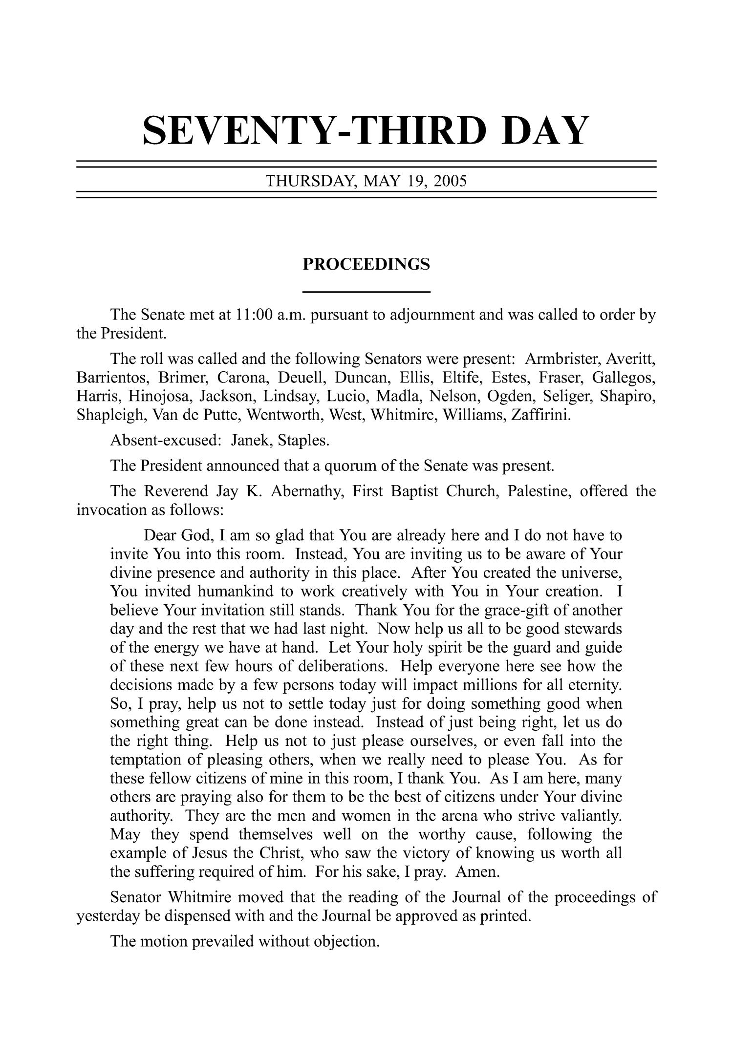 Journal of the Senate, Regular Session of the Seventy-Ninth Legislature of the State of Texas, Volume 3
                                                
                                                    2547
                                                