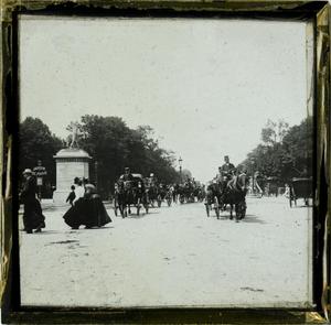 Primary view of object titled 'Glass Slide of Street Scene Near the Jardin de Paris (Paris, France)'.