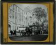 Photograph: Glass Slide of Carriages in front of Shepheard’s Hotel (Cairo, Egypt)