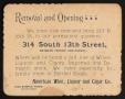 Text: [American Wine, Liquor and Cigar Company Reopening Card]