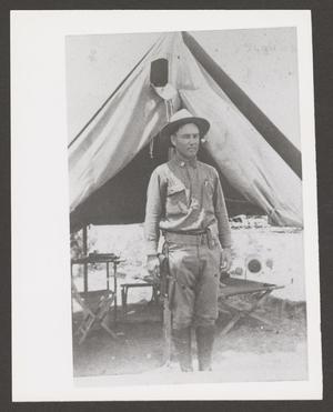 Primary view of object titled '[Cavalry Soldier In Front of Tent]'.