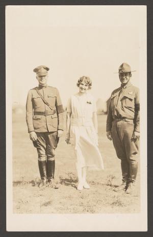 Primary view of object titled '[Woman and Two Soldiers]'.