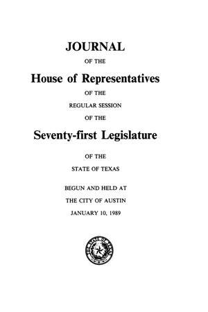 Primary view of object titled 'Journal of the House of Representatives of the Regular Session of the Seventy-First Legislature of the State of Texas, Volume 2'.