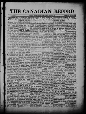 Primary view of object titled 'The Canadian Record (Canadian, Tex.), Vol. 27, No. 47, Ed. 1  Thursday, August 26, 1920'.