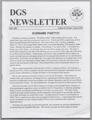 Primary view of DGS Newsletter, Volume 25, Number 2, March 2001