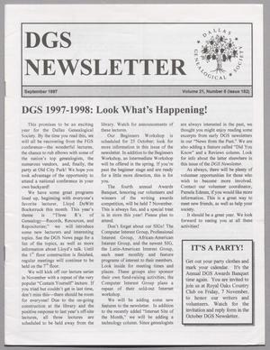 Primary view of object titled 'DGS Newsletter, Volume 21, Number 8, September 1997'.
