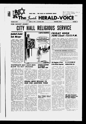 Primary view of object titled 'The Jewish Herald-Voice (Houston, Tex.), Vol. 69, No. 12, Ed. 1 Thursday, June 21, 1973'.