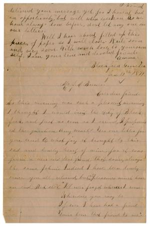 Primary view of object titled '[Letter from Emma Davis to John C. Brewer, January 12, 1879]'.