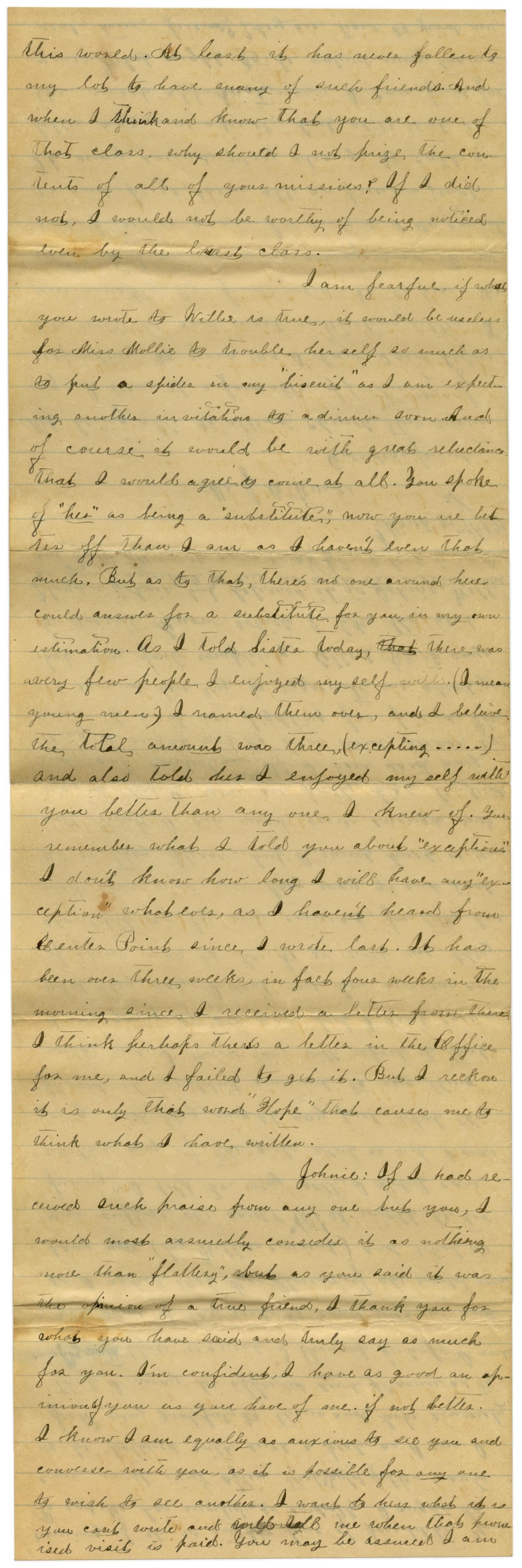 [Letter from Emma Davis to John C. Brewer, March 16, 1879]
                                                
                                                    [Sequence #]: 2 of 6
                                                