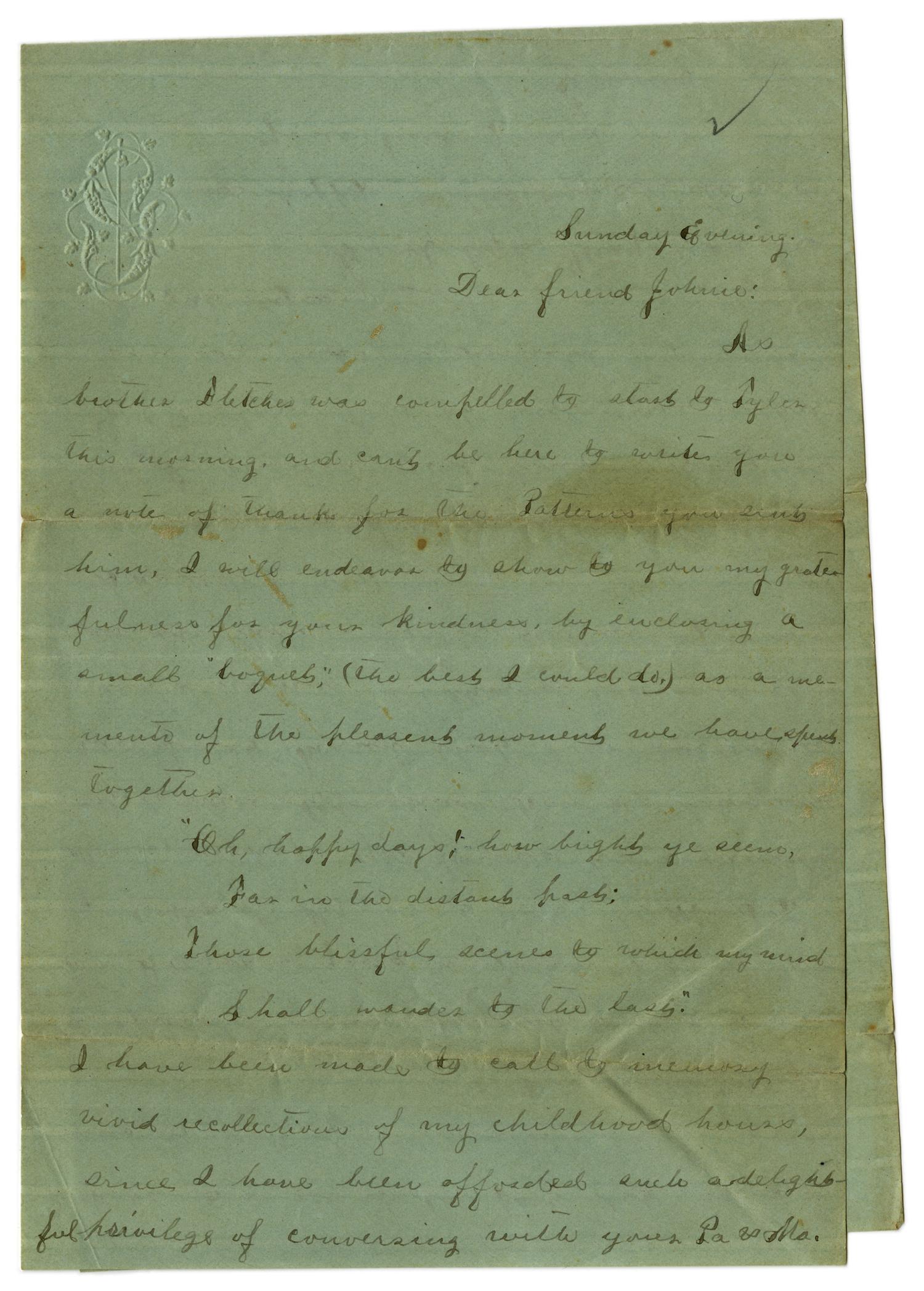 [Letter from Emma Davis to John C. Brewer, May 11, 1879]
                                                
                                                    [Sequence #]: 1 of 3
                                                