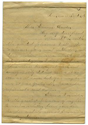 Primary view of object titled '[Letter from John C. Brewer to Emma Davis, September 20, 1878]'.