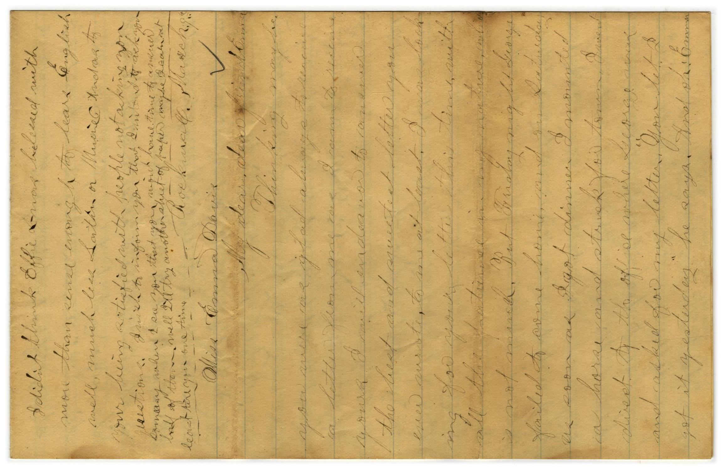 [Letter from John C. Brewer to Emma Davis, March 9, 1879]
                                                
                                                    [Sequence #]: 1 of 6
                                                