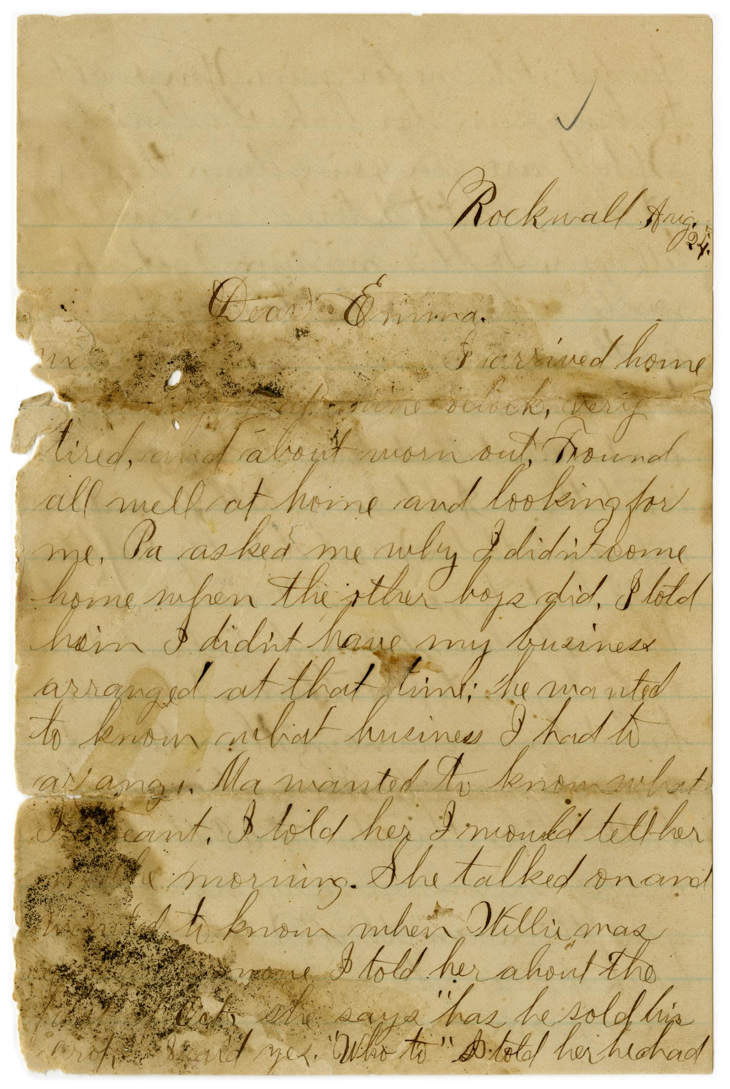 [Letter from John C. Brewer to Emma Davis, August 24, 1879]
                                                
                                                    [Sequence #]: 1 of 5
                                                