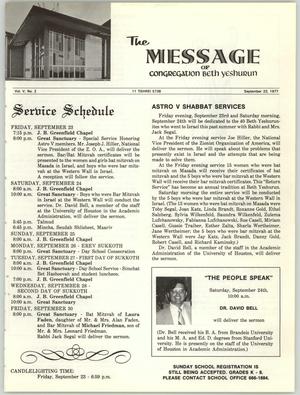Primary view of object titled 'The Message, Volume 5, Number 2, September 1977'.
