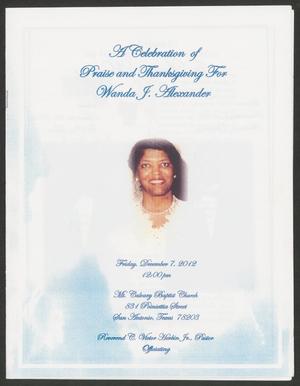 Primary view of object titled '[Funeral Program for Wanda F. Alexander, December 7, 2012]'.