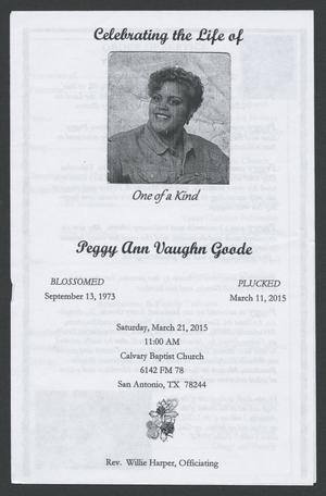 Primary view of object titled '[Funeral Program for Peggy Ann Vaughn Goode, March 21, 2015]'.