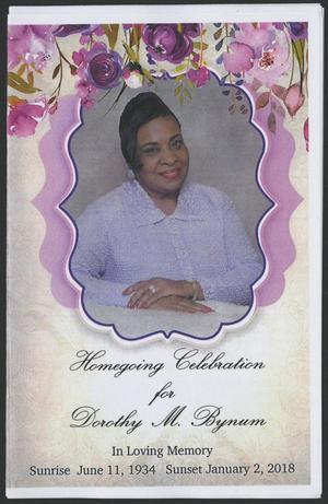 Primary view of object titled '[Funeral Program for Dorothy M. Bynum, January 22, 2018]'.